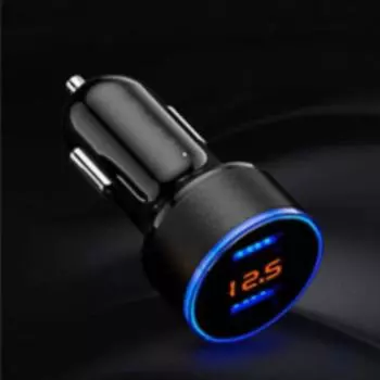 LTP Автомобильное зарядное устройство для телефона Быстрая зарядка Plug Play Светодиодный цифровой дисплей Dual USB Адаптер для зарядки смартфона для MP3 чёрный