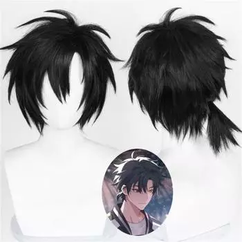 Lu Guang Cosplay Wig Anime Cheng Xiaoshi Short White/ Black Heat Resistant Synthetic Hair Halloween Party Wigs + Wig Cap One Size