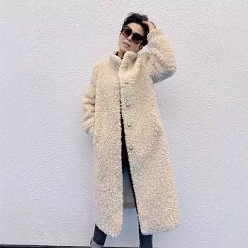 [Лю Ифэй] Меховое пальто с интегрированным мехом для женщин, осень-зима, новая корейская версия, модный удлиненный теплый топ S [90-55kg] бежевый