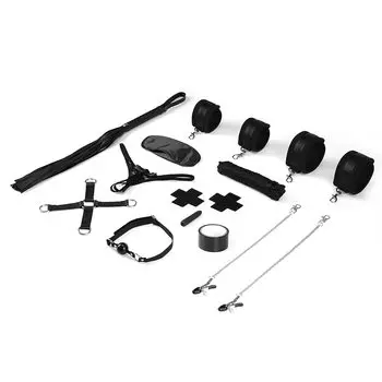 Любимая душа Косплей Бондаж SM Товары Реквизит Ограничения Набор Черная кожа Пара Скука Тренировка Ограничение Игра 12 предметов