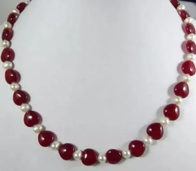 любимое женское круглое ожерелье из белого жемчуга и красного нефрита в форме сердца