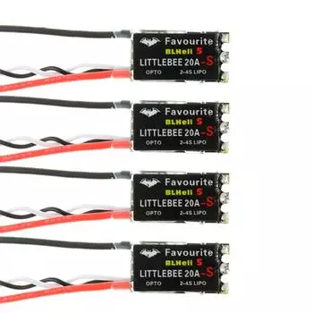 Любимый FVT LittleBee 20A Brushless ESC BLHeli_S OPTO 2-4S поддерживает Multishot OneShot125 Oneshot42 запасные части для мультикоптера 1pcs чёрный