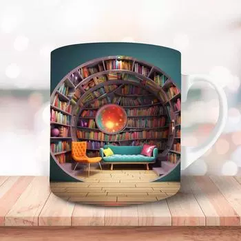 Любитель Книг Библиотека Керамическая Кружка для Кофе Книжная Полка Новая Книжная Полка Поклонник Книг Чайная Чашка 301-400ml