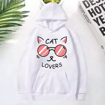 Любители кошек Мужчины Женщины Длинный рукав свитер Модные принты толстовки с капюшоном Графические толстовки Свободная одежда Повседневная одежда толстовки Топы S