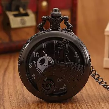 Любители моды полые кварцевые черные карманные часы с цепочкой и ожерельем винтажные кварцевые часы с подвеской, часы с цепочкой для мужчин и женщин