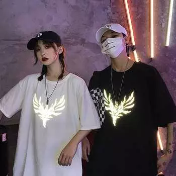 Любители носят весенние и летние топы с короткими рукавами, одежду для диких пар, модную летнюю одежду для студентов и офисных работников XXL белый