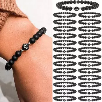 Любители писем из бисера Браслет из веревки из натурального матового агата Браслет с буквами One Size