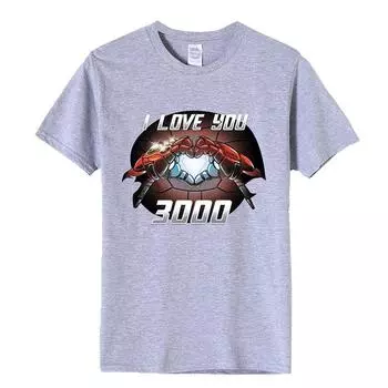 Люблю тебя I 3000 Футболка Мстители Детская футболка Подарок на День отца Gray Adult,XL