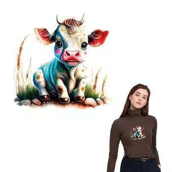 Любопытные коровьи нашивки на одежде, термопресс, аппликация, джинсы в полоску, модный аксессуар «сделай сам», наклейка, термоклейкая термоклейкая термопереносная наклейка
