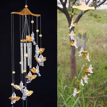 Любовь Ангел Купидон Перезвон Ветра Трубка Висячие Орнаменты Дом Теплый Подарок Домашний Декор серебряный