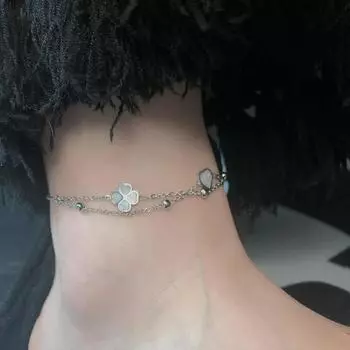 Любовь Четырехлистный клевер креативный дизайн цепочка на щиколотку для женщин не выцветает модный универсальный свежий 18K серебряный