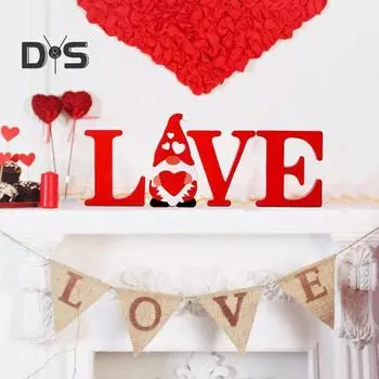 Любовь Деревянные Буквы Алфавит Украшения на День Святого Валентина Красные Деревянные Слайсы Украшение Стола DIY Поделки Для Дома Отеля Торгового Центра красный