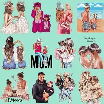 «Любовь для мамы и девочки» железные нашивки DIY виниловые теплопередающие аппликации термонаклейки для наклеек наклейки для футболок железные нашивки