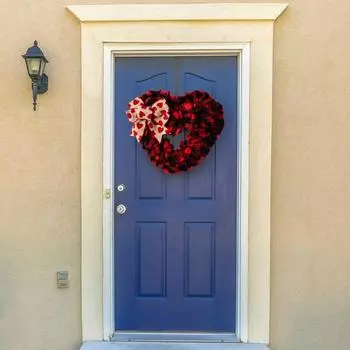 Любовь Гирлянда Романтический венок на входную дверь День святого Валентина Венок в форме сердца для украшения дома на открытом воздухе красный черный