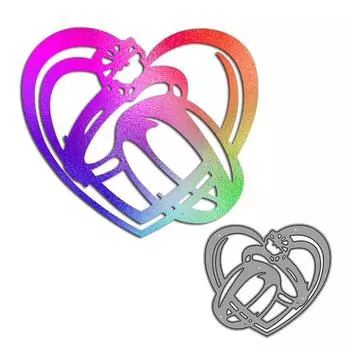 Любовь и кольцо, дизайн, стиль, трафарет для резки металла для DIY, скрапбукинг, альбом, фототиснение, бумажная карта, ремесленный декор серебряный