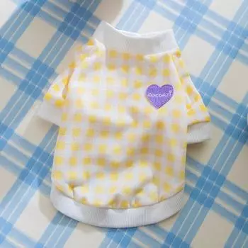 Любовь клетчатый весна лето тонкий дышащий одежда для щенков средняя и маленькая собака чем медведь кошка двуногая одежда для питомцев XS (recommended weight 1-1.5kg)