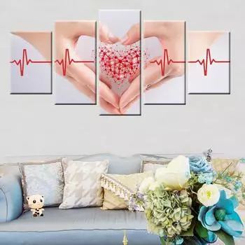 Любовь Красное Сердце Проходя Плакат Картина HD Печать Настенная Картина на Холсте 5 Шт. Модульная Гостиная Спальня Без Рамки 20x35cm*2 20x45cm*2 20x55cm*1