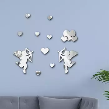 Любовь Купидон Стрельба из лука Зеркало Украшение Наклейка На Стену Атмосфера Макет Спальня Самоклеящаяся Креативная Наклейка На Стену DIY