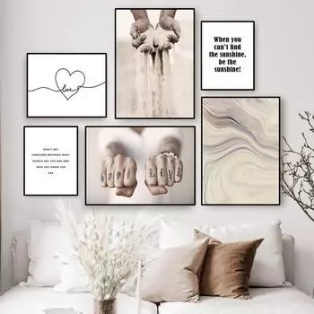 Любовь мотивационная цитата холст скандинавский плакат абстрактное искусство настенный принт живопись скандинавское современное украшение дома изображение HD0014 21x30cm no frame