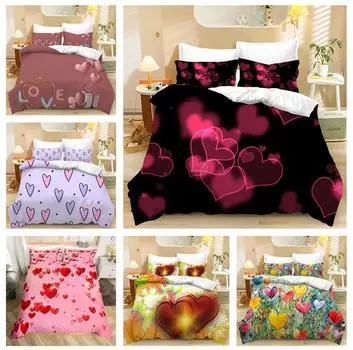 Любовь Постельное белье Романтическая любовь Пара пух пододеяльник наволочка 2/3 шт Женщины King Queen кровать покрывало подарок 3D печать подарок Baby 100x135cm