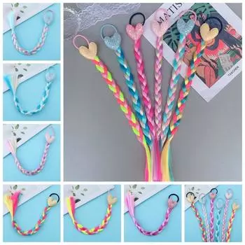 Любовь Сердце Цветная Коса Головная Повязка Синтетический Детский Мультяшный Конский Хвост Девочки Плетеный Конский Хвост Вечеринка 5