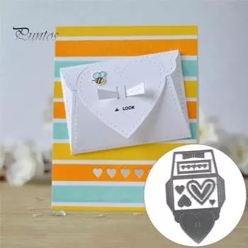Любовь сердце конверт металлический трафарет DIY скрапбук бумажные карты ремесло трафарет серебряный