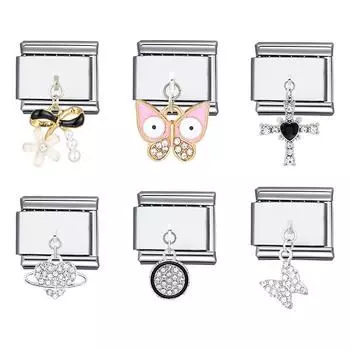 Любовь Сердце Крест Бабочка Итальянские Ссылки Шармы Нержавеющая Сталь 9 мм Браслет Бусина Шарм DIY Изготовление Ювелирных Изделий Модный Подарок A14