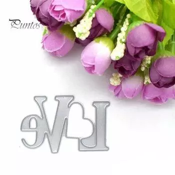 Любовь Сердце Письмо DIY Скрапбукинг Резка Умирает Домашний Декор Тиснение Трафарет серебряный