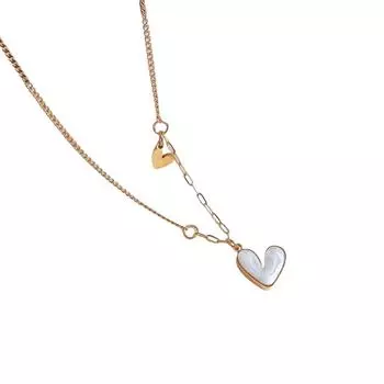 Любовь Сердце Сердце Цепочка-свитер Титановая сталь Модный чокер Ожерелье с подвеской-сердцем На каждый день белый