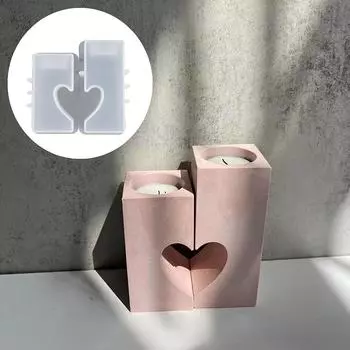 Любовь Сердце Сращивание Подсвечник Силиконовая Форма Цемент Подсвечник Контейнер
