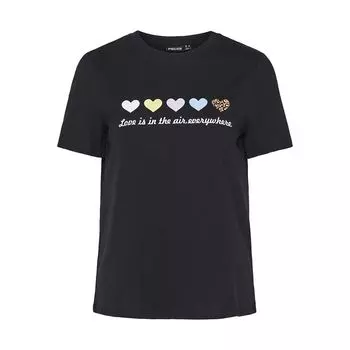 «Любовь витает в воздухе, повсюду». Черная футболка для девочек «Мария» большого размера PIECES XS чёрный