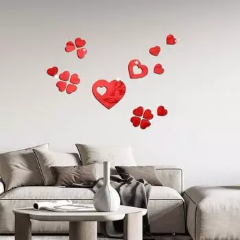 Любовь зеркало 3D трехмерные акриловые самоклеящиеся наклейки на стену наклейки в форме сердца спальня гостиная свадебный зал украшения
