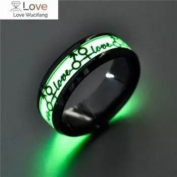 Любовные Кольца Мужские Модные Письменные Женские Кольца Любители Ювелирных Изделий Свадебные Пары Серебристый Цвет Мальчик Металл Титановая Сталь Светящиеся Аниллос 10