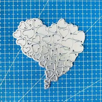 Любовные Сердечки Металлические Режущие Штампы Вырезающие Трафареты для DIY Скрапбукинга Альбома Декоративные Тисненые Бумажные Штампы для Изготовления Открыток dies серебряный