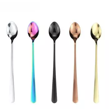 LUCF модная ложка для помешивания мороженого из нержавеющей стали с длинной ручкой металлическая десертная кофейная ложка для напитков коктейль для кухни M