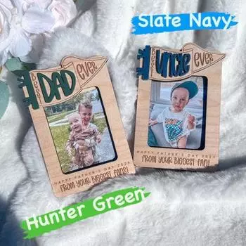 Лучшая фоторамка для папы, зажим для автомобильного козырька, деревянная рамка для фотографий, держатель для рабочего стола, украшение для рабочего стола, День отца, день рождения папы зелёный