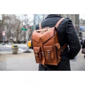 Лучшая мужская рабочая одежда Qulity, кожаный рюкзак для ноутбука, сумка через плечо 11 x 15 in коричневый