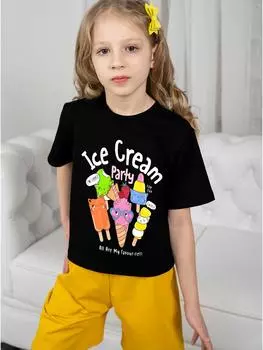 Лучшая одежда для детей Веселая футболка с мороженым для девочек Графические футболки Детские футболки Одежда для девочки 10 лет Лето 5-6Y