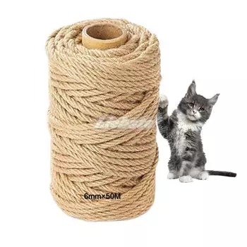 Лучшая пеньковая веревка 6 мм x 50 м, пеньковая веревка, когтеточка для кошек, пеньковая веревка, джутовая веревка, точилка для ногтей, полировка ногтей, лазалки для кошек, ручная работа, сделай сам, садоводство, 6 мм