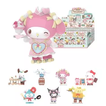 ЛУЧШАЯ ИГРУШКА Персонажи Sanrio Серия Роликовые коньки Дайнер Коробка 6 Гашапон Фигурка-сюрприз Мягкий винил ПВХ Премиальная игрушка Подарок на день рождения Рождественский подарок