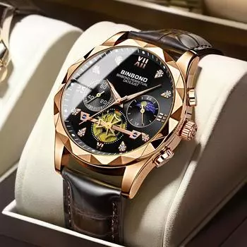 Лучшие новые мужские часы с кожаным ремешком, роскошные водонепроницаемые спортивные кварцевые часы с хронографом, военные часы для мужчин