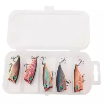 Лучшие приманки для ловли рыбы на попперах, приманки с крючками, набор рыболовных приманок с ящиком для хранения для пресноводной рыбы