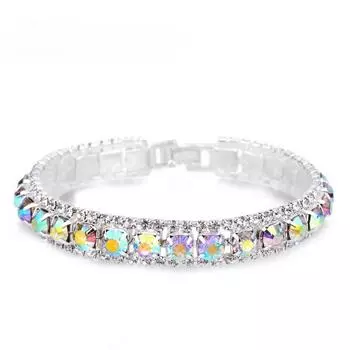 Лучшие продажи 925 стерлингового серебра цветные браслеты полный AAA циркон австрийский кристалл Femme женские звенья цепи ювелирные изделия браслеты 14 цветов