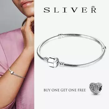 Лучшие продажи Новые 925 пробы стерлингового серебра Moments оригинальная застежка змея цепочка база браслет подходит для пан шармы для женщин Diy ювелирные изделия подарок 18cm розовый