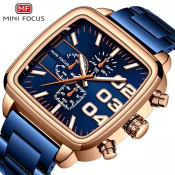 Лучшие роскошные брендовые часы MINI FOCUS с коробкой, мужские многофункциональные часы, водонепроницаемый стальной ремень, мужские кварцевые часы 0314G