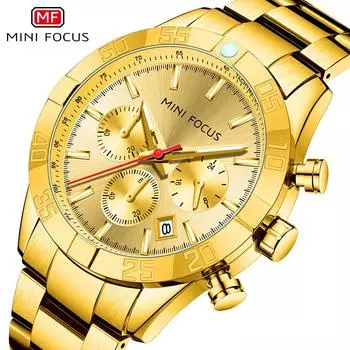 Лучшие роскошные брендовые часы MINI FOCUS с коробкой, деловые мужские часы, водонепроницаемые многофункциональные мужские часы со стальным ремнем, мужские кварцевые часы