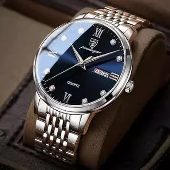 Лучшие роскошные мужские часы спортивные водонепроницаемые светящиеся дата неделя кварцевые мужские часы деловые мужские часы из нержавеющей стали