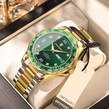 Лучший бренд класса люкс кварцевые мужские наручные часы водонепроницаемые светящиеся часы с датой и неделей для мужчин из нержавеющей стали спортивные мужские часы