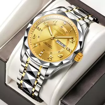 Лучший бренд класса люкс модные часы мужские водонепроницаемые еженедельные часы дата спортивные часы мужские кварцевые наручные часы серебряный