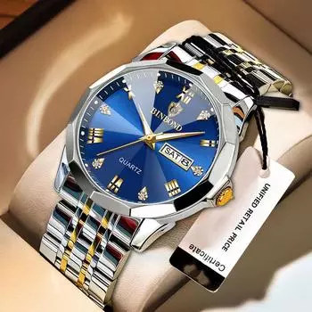 Лучший бренд кварцевые часы для мужчин классические деловые мужские наручные часы двойной календарь водонепроницаемые мужские часы